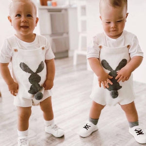 Bunny Tail Knit Romper | Baby Onesie with Fluffy Tail - Lulu Babe