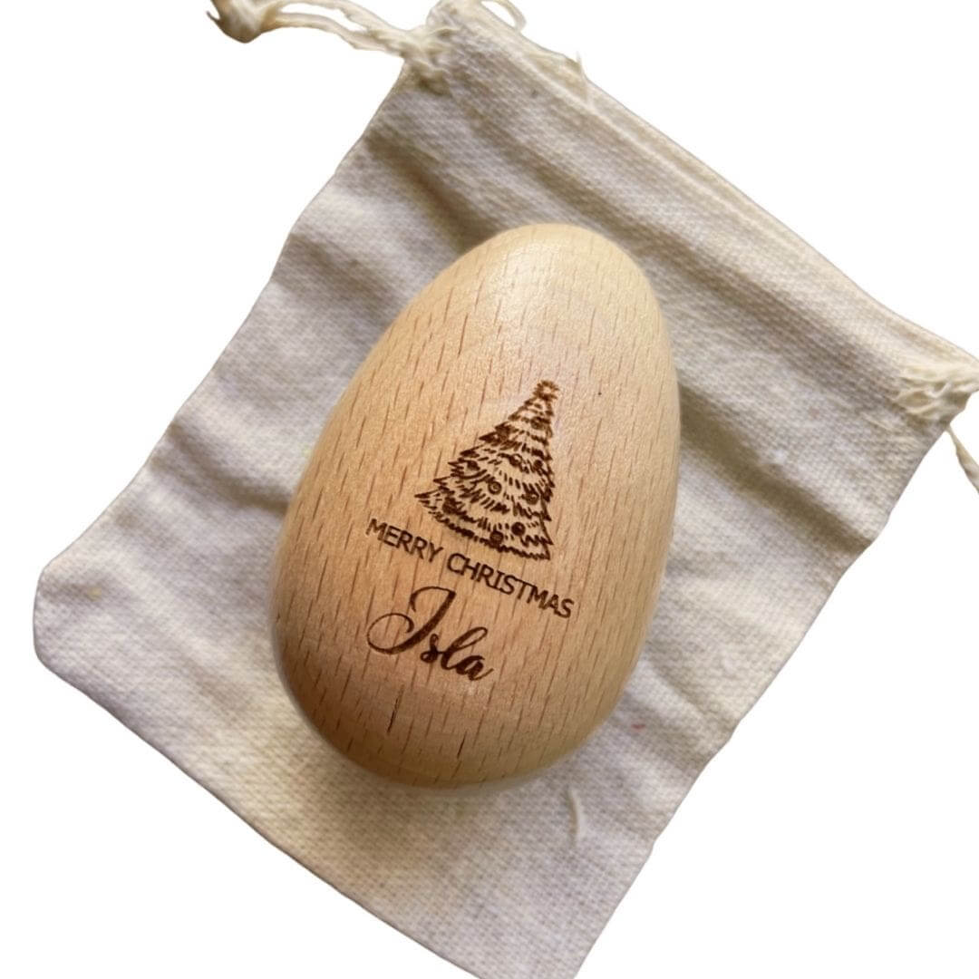 Personalised Christmas Egg Shaker | Baby Sensory Gift - Timber Tinkers