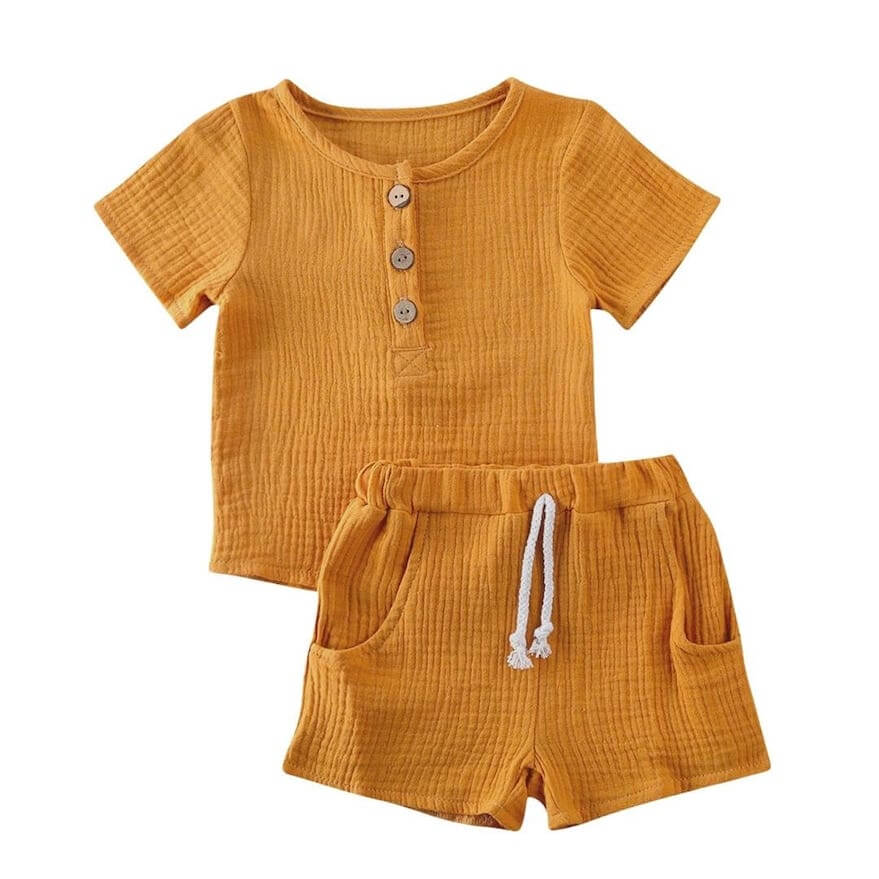 Muslin Toddler Outfit | Unisex Matching Top & Shorts Set - Lulu Babe