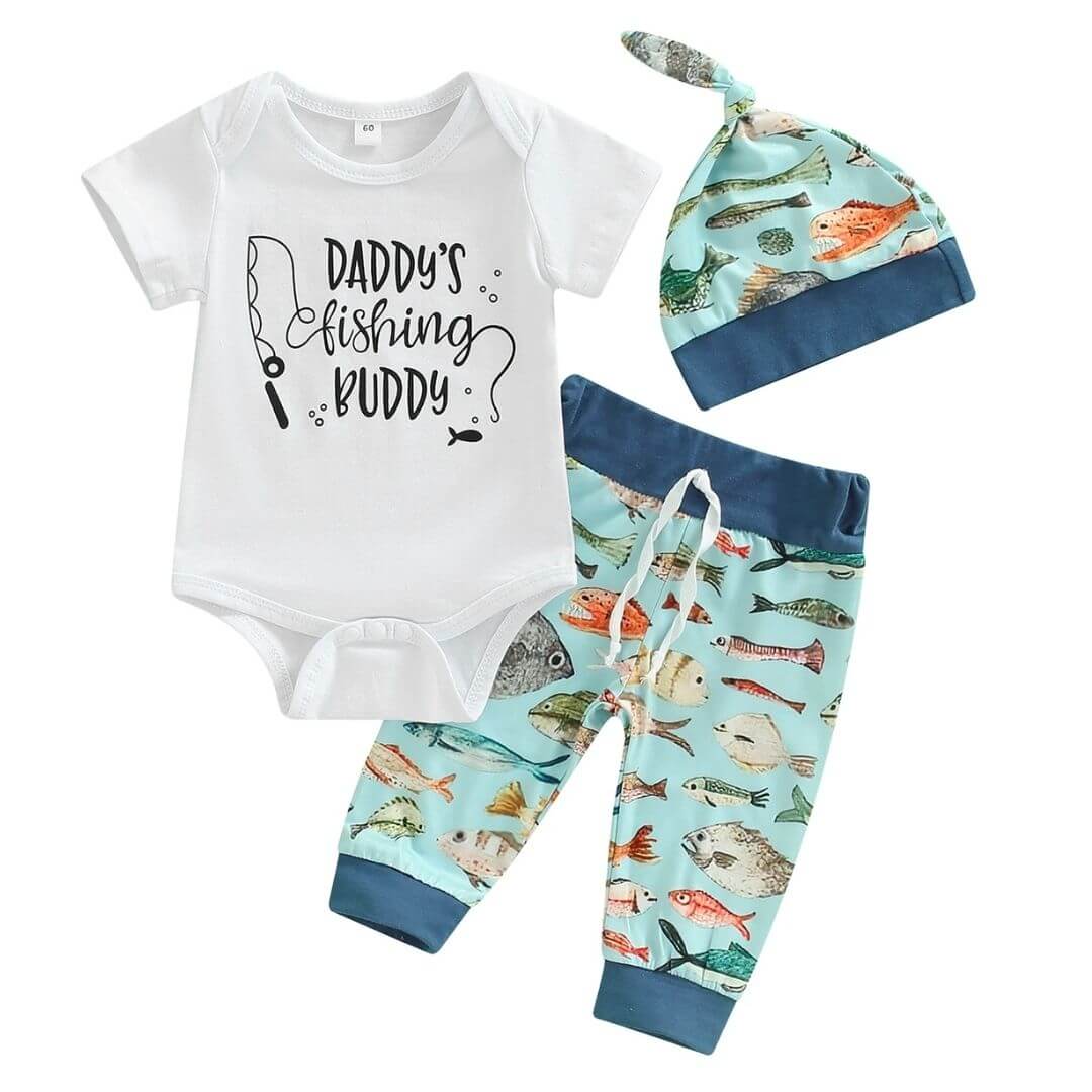 Daddy's Fishing Buddy Outfit | Baby Boy 3-Piece Set - Lulu Babe