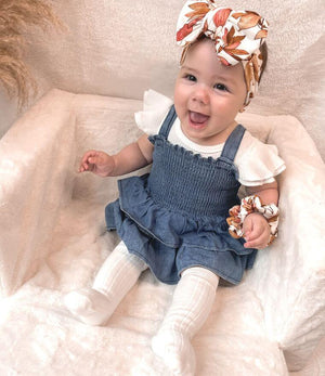 Baby Girl Denim Peplum Romper | Stylish Romper Dress - Lulu Babe