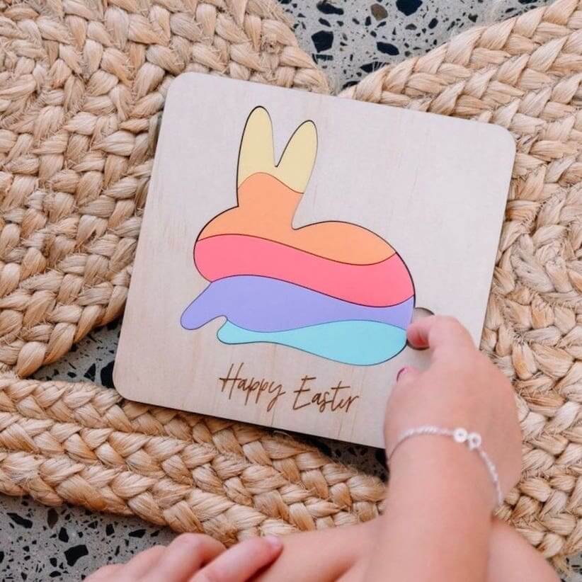 Personalised Bunny Puzzle | Wood & Acrylic Toddler Puzzle