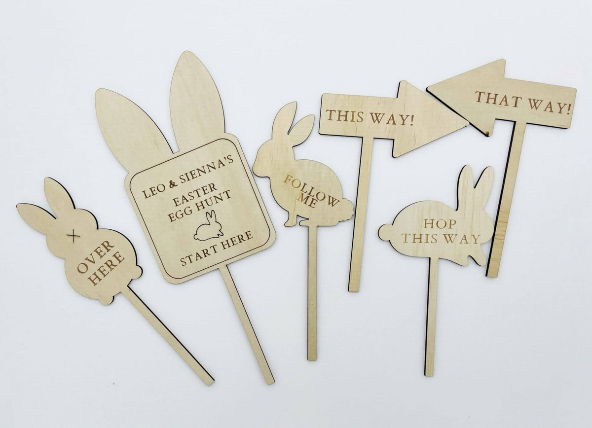 Personalised Wooden Easter Egg Hunt Signs