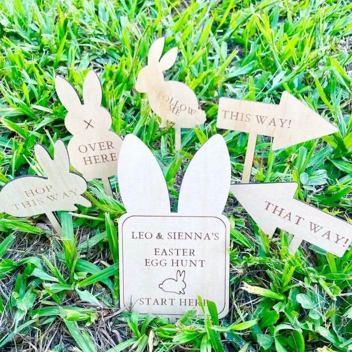 Personalised Wooden Easter Egg Hunt Signs