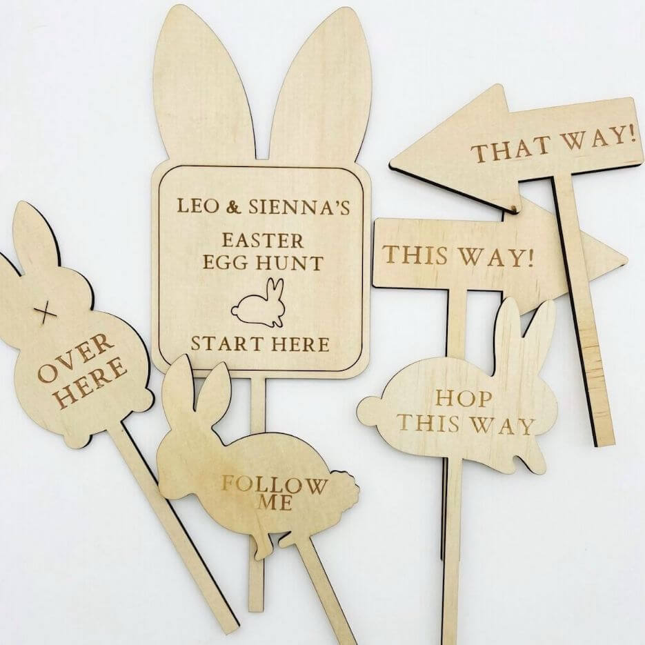 Personalised Wooden Easter Egg Hunt Signs