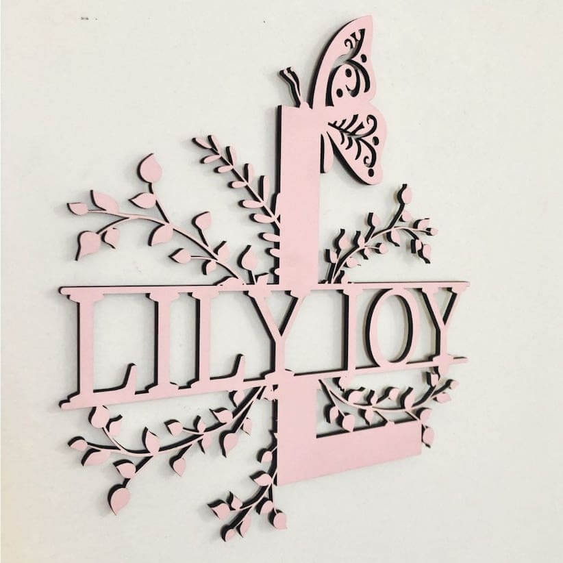 Floral Initial Name Sign | Personalised Letter Name Sign - Timber Tinkers