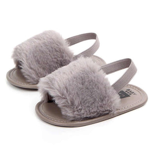 Baby Girl Fluffy Slides | Slip On Sandals - Lulu Babe