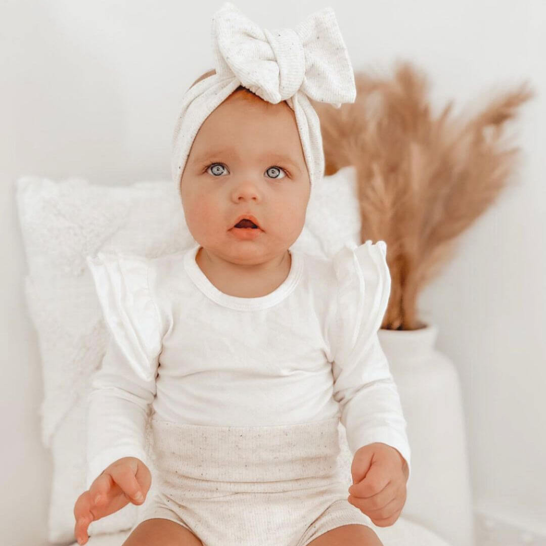 Flutter Baby Bodysuit | Long Sleeve Ruffle Romper - Lulu Babe