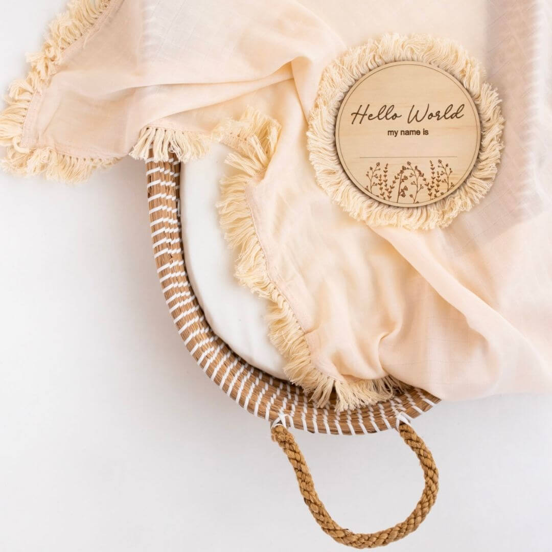 Fringed Muslin Baby Swaddle | Bamboo & Cotton Blend - a thoughtful newborn gift - Lulu Babe