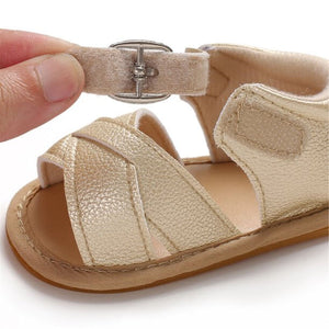 Gold Baby Sandals Faux Leather - Lulu Babe