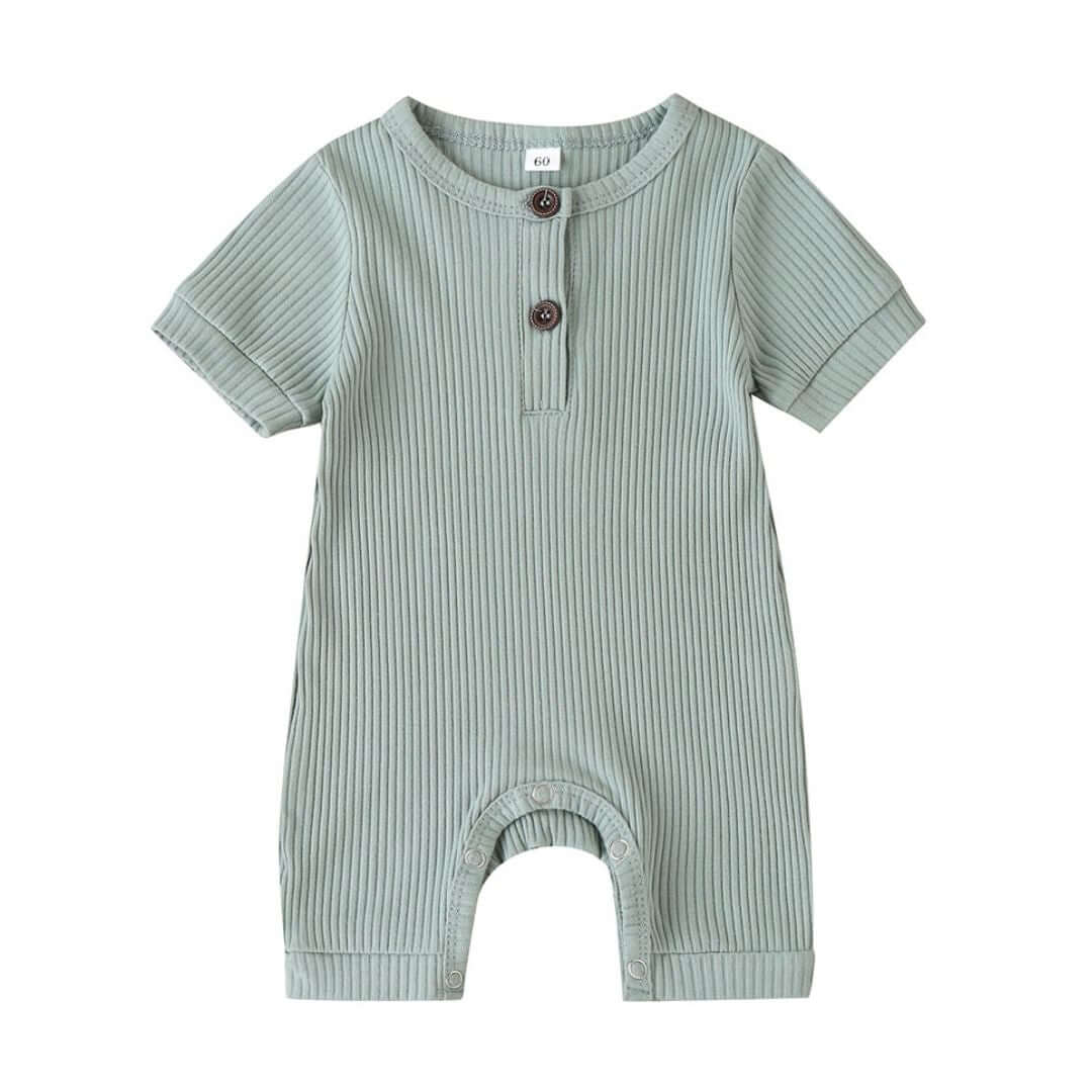 Button Baby Romper | Ribbed Basics Onesie - Lulu Babe