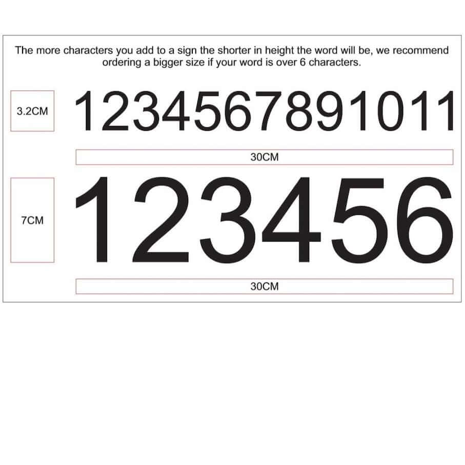 Size guide for personalised products