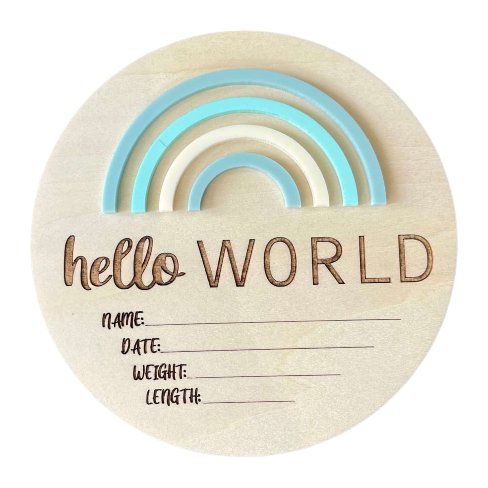 Hello World Plaque with Rainbow Design – Laser Artistry