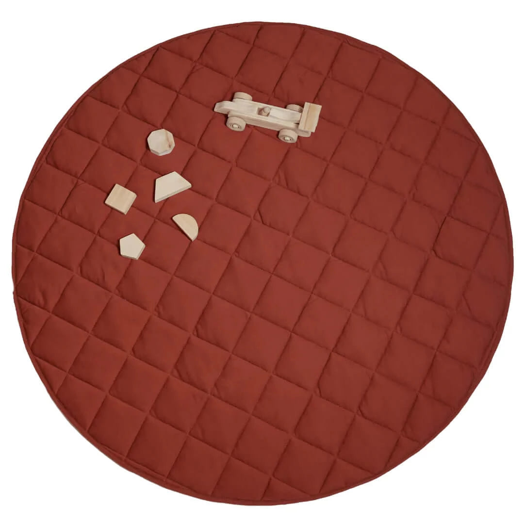 Jersey Quilted Play Mat Copper | Round Padded Playmat for Baby - Outlook Baby
