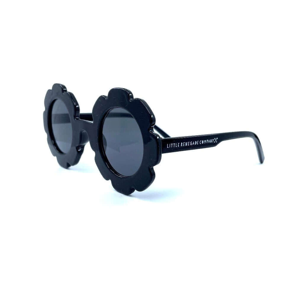 Kids Flower Sunglasses Black | Little Renegade Company UV400 