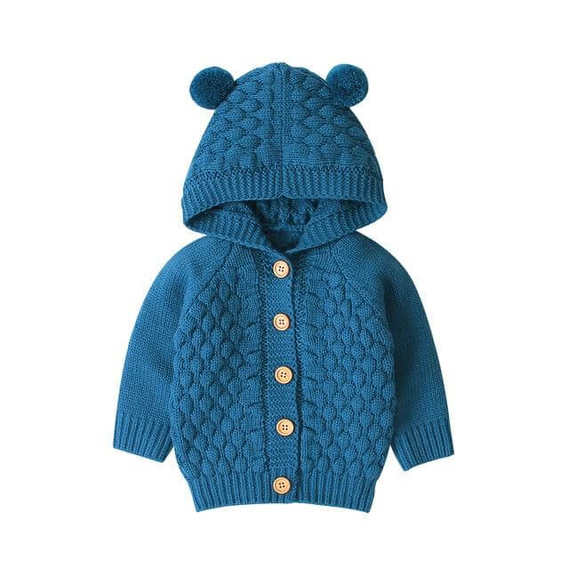 Knitted Baby Hooded Cardigan Adorable Bear Ears