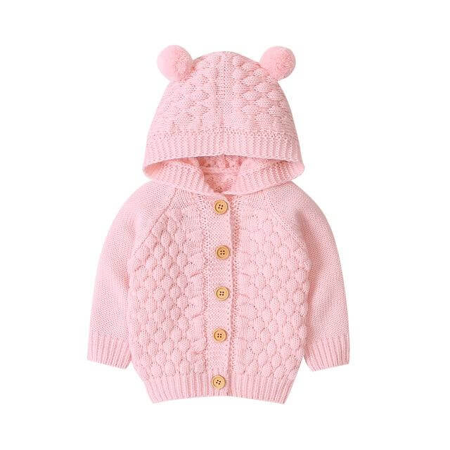 Knit Baby Bear Cardigan with Hood - Lulu Babe