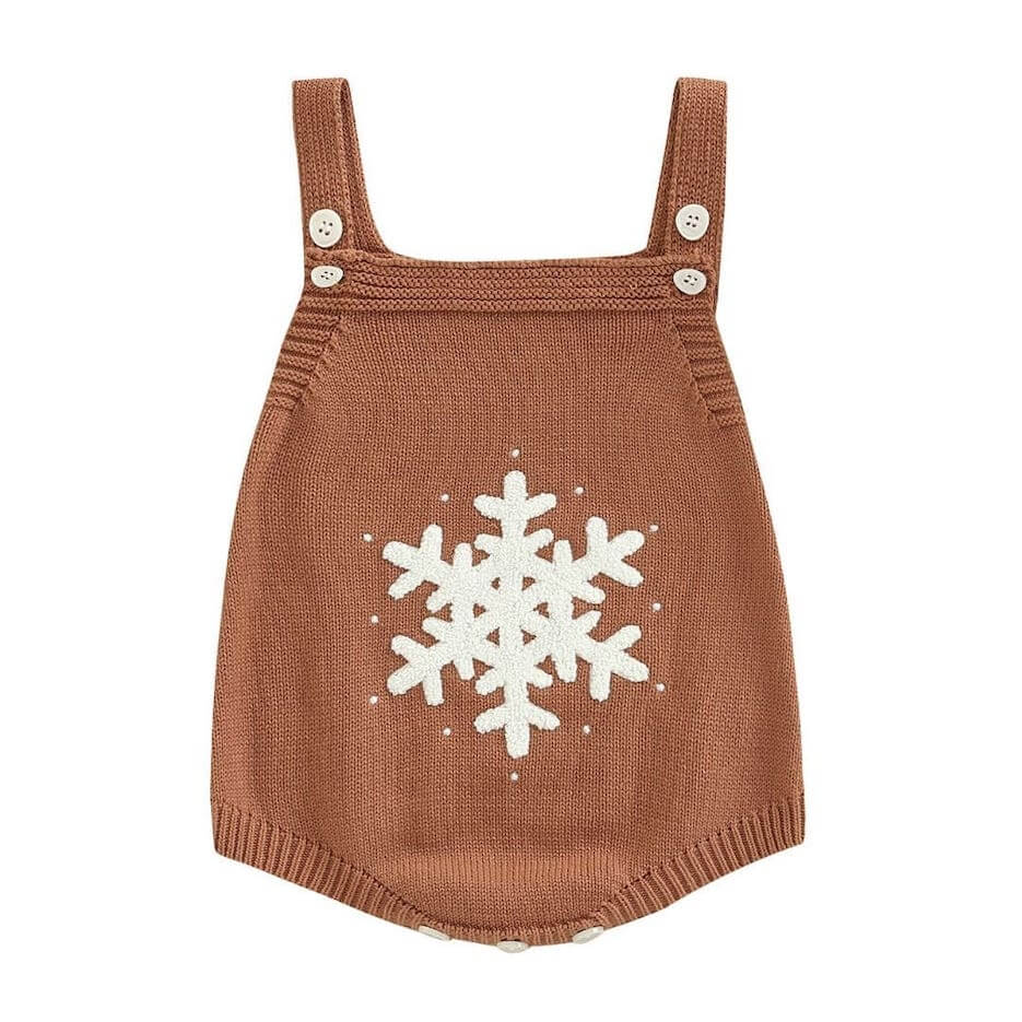 Knit Snowflake Baby Romper | Adorable Unisex Holiday Outfit - Lulu Babe