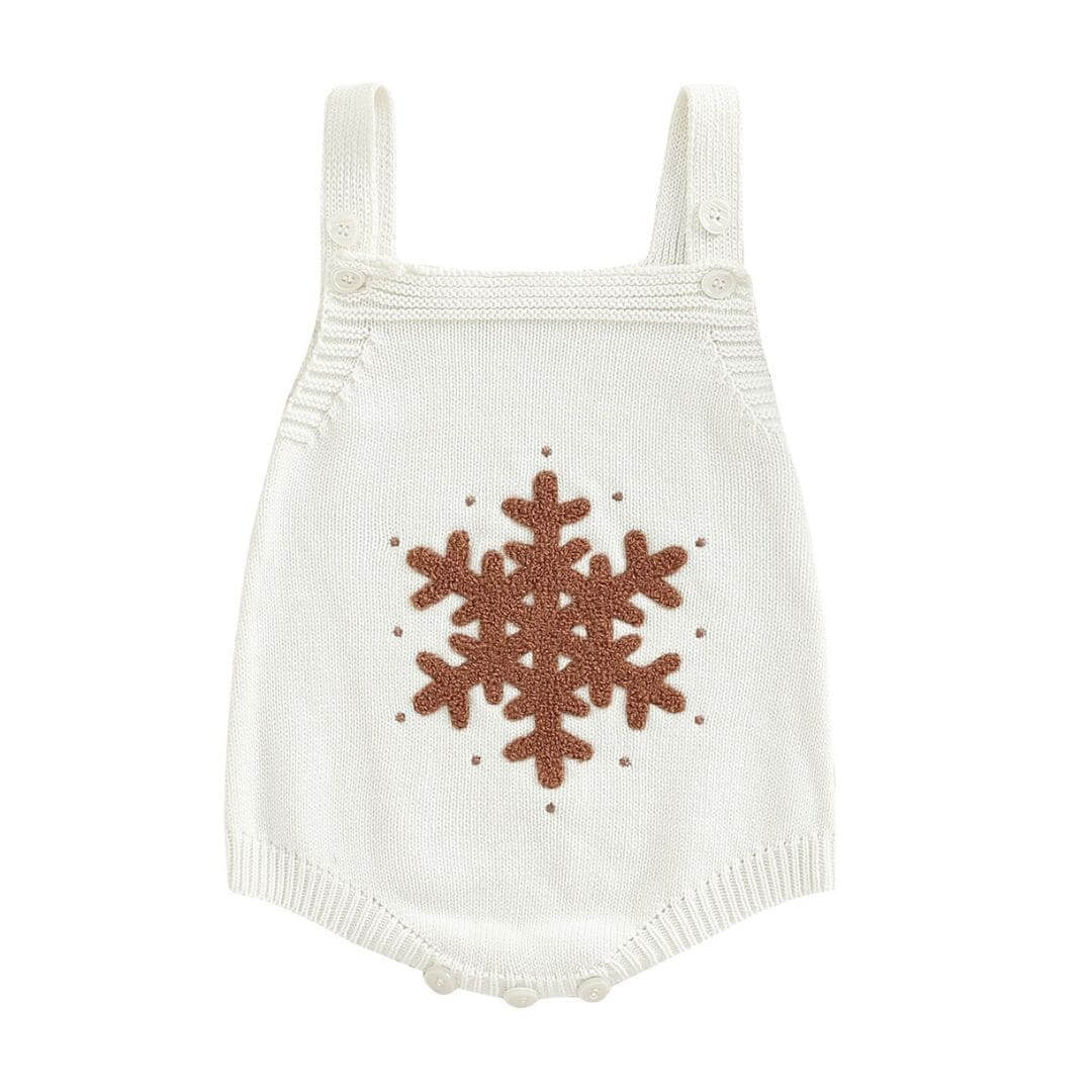 Knit Snowflake Baby Romper | Adorable Unisex Holiday Outfit - Lulu Babe