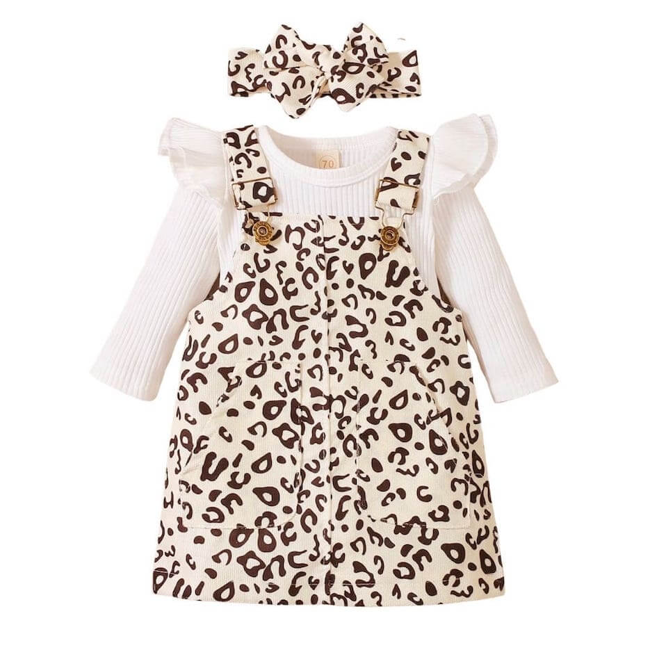 Leopard Pinafore Dress | Baby Girl Dress &amp; Romper Set - Lulu Babe