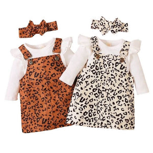 Leopard Pinafore Dress | Baby Girl Dress and Romper Set - Lulu Babe
