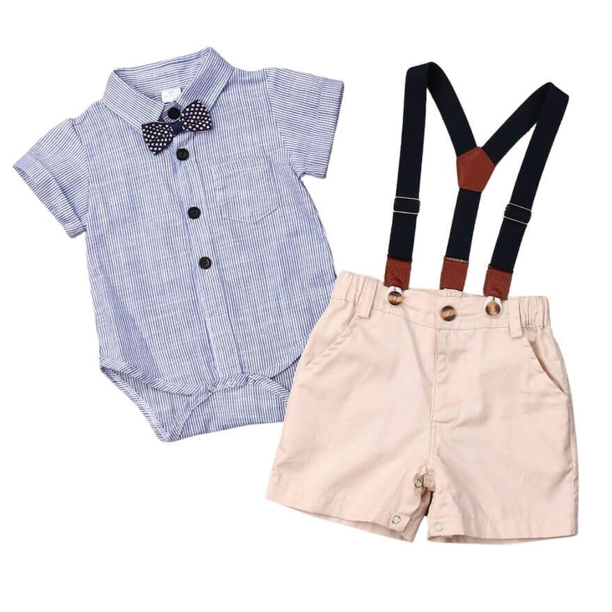 Levi Tie &amp; Suspenders Set | Baby Boy Gentleman Outfit - Lulu Babe