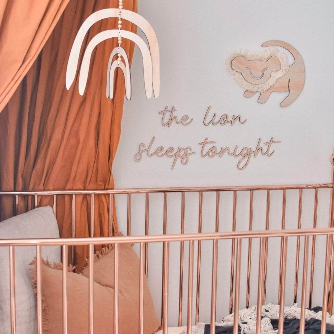 The Lion Sleeps Tonight Wooden Wall Script + Cub Decal