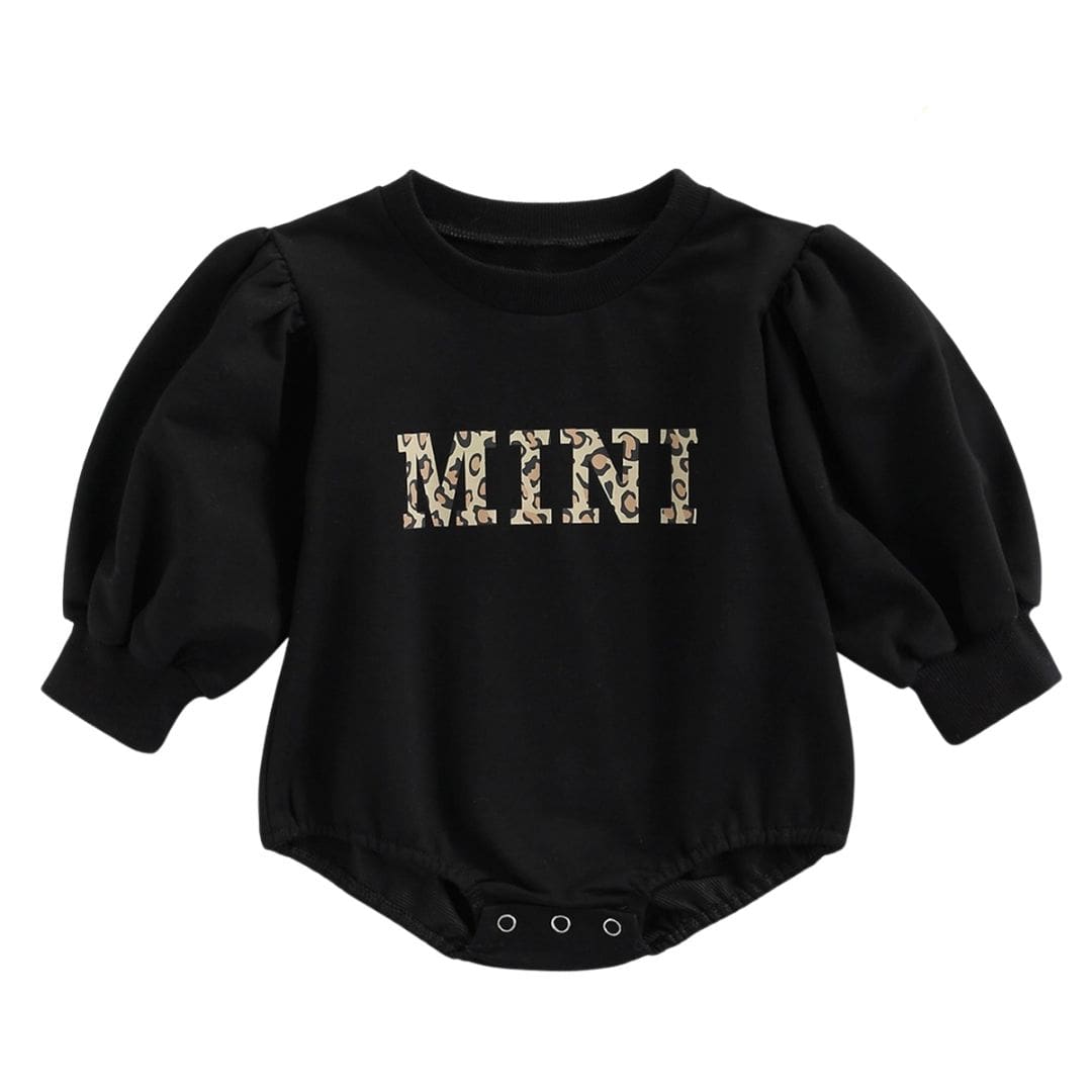 Baby Girl Mini Puff Sleeve Romper | Long Sleeve Sweater Onesie - Lulu Babe