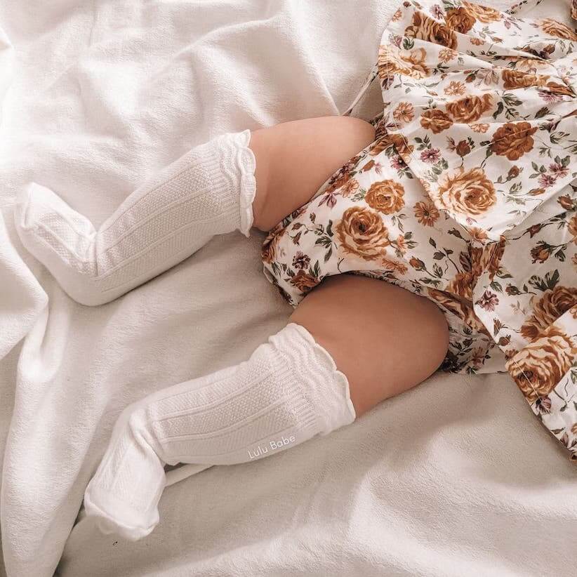 My Little Lady Knee-High Socks | Scallop Trim Baby Socks - Lulu Babe