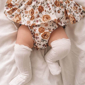My Little Lady Knee-High Socks | Scallop Trim Baby Socks - Lulu Babe