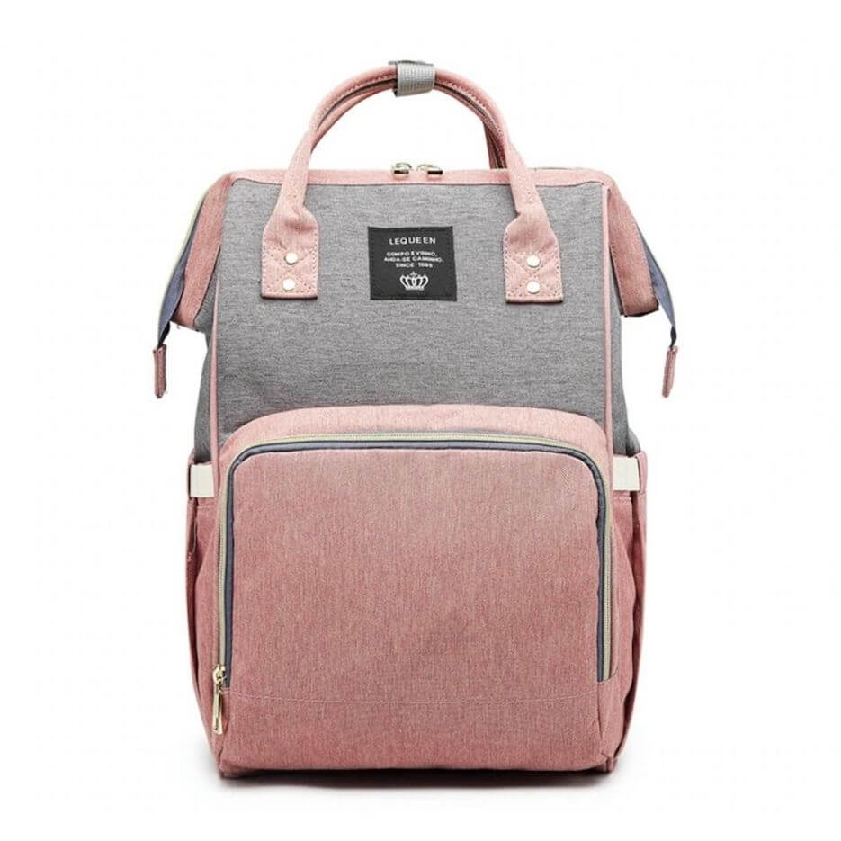 LeQueen Nappy Bag backpack in grey and pink