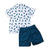Navy Dino Toddler Outfit | Boys Dinosaur Shirt & Shorts Set - Lulu Babe