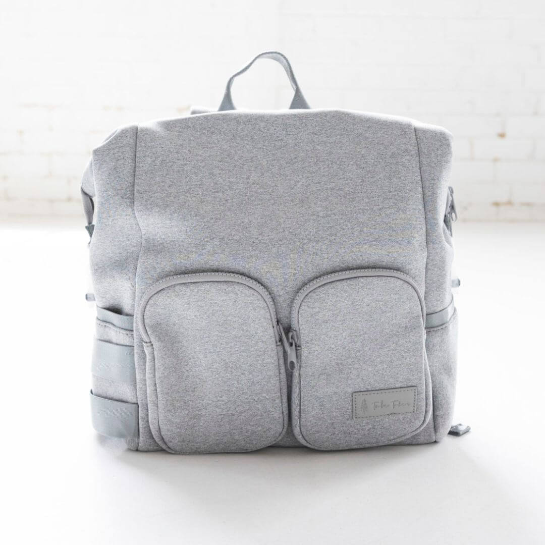 Nappy backpack made from water-resistant and lightweight neoprene in grey