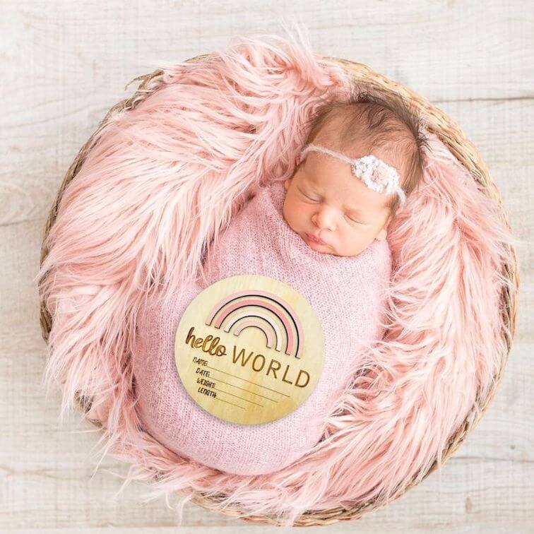 Birth Announcement Plaque - Hello World