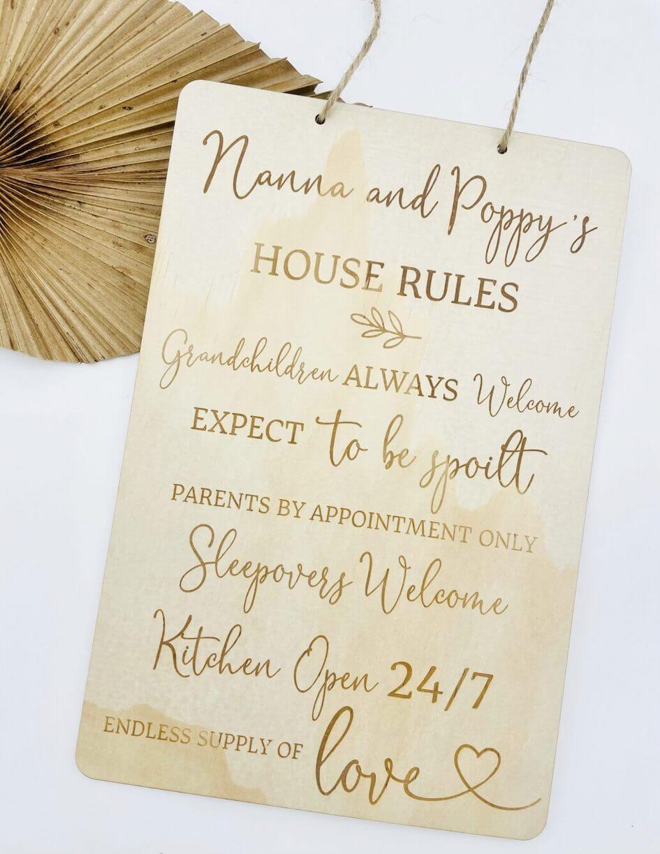Grandparents House Rules Wooden Sign - Lulu Babe