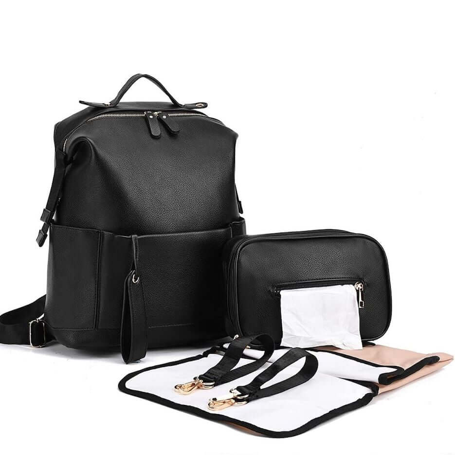 Penelope Nappy Bag Black | Convertible Nappy Backpack - Lulu Babe
