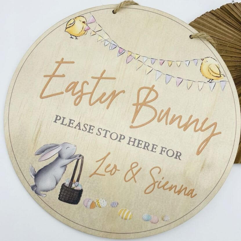 Personalised Easter Bunny Please Stop Here Sign