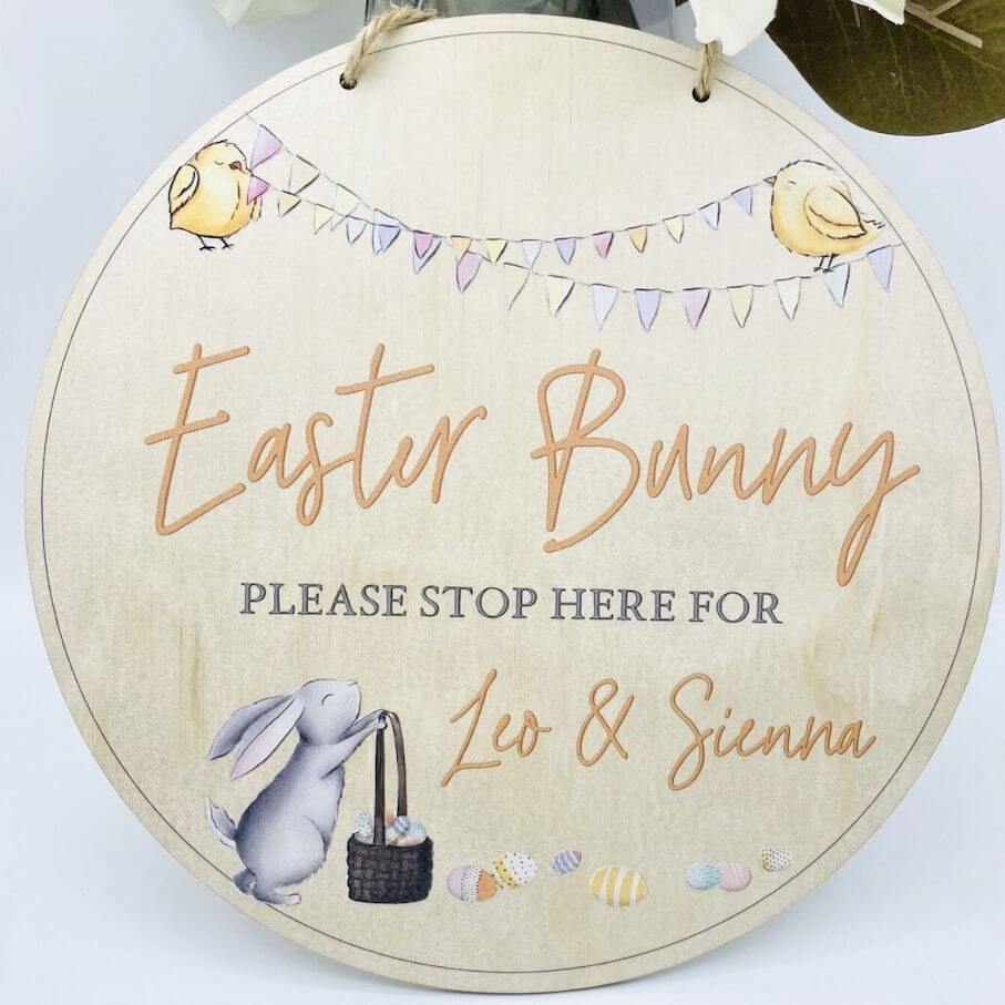 Personalised Easter Bunny Please Stop Here Sign