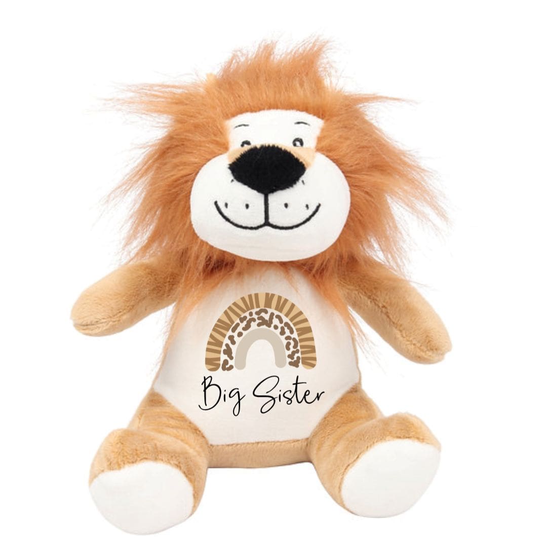 Personalised Lion Plush with safari rainbow | Big Sister Gift - Lulu Babe