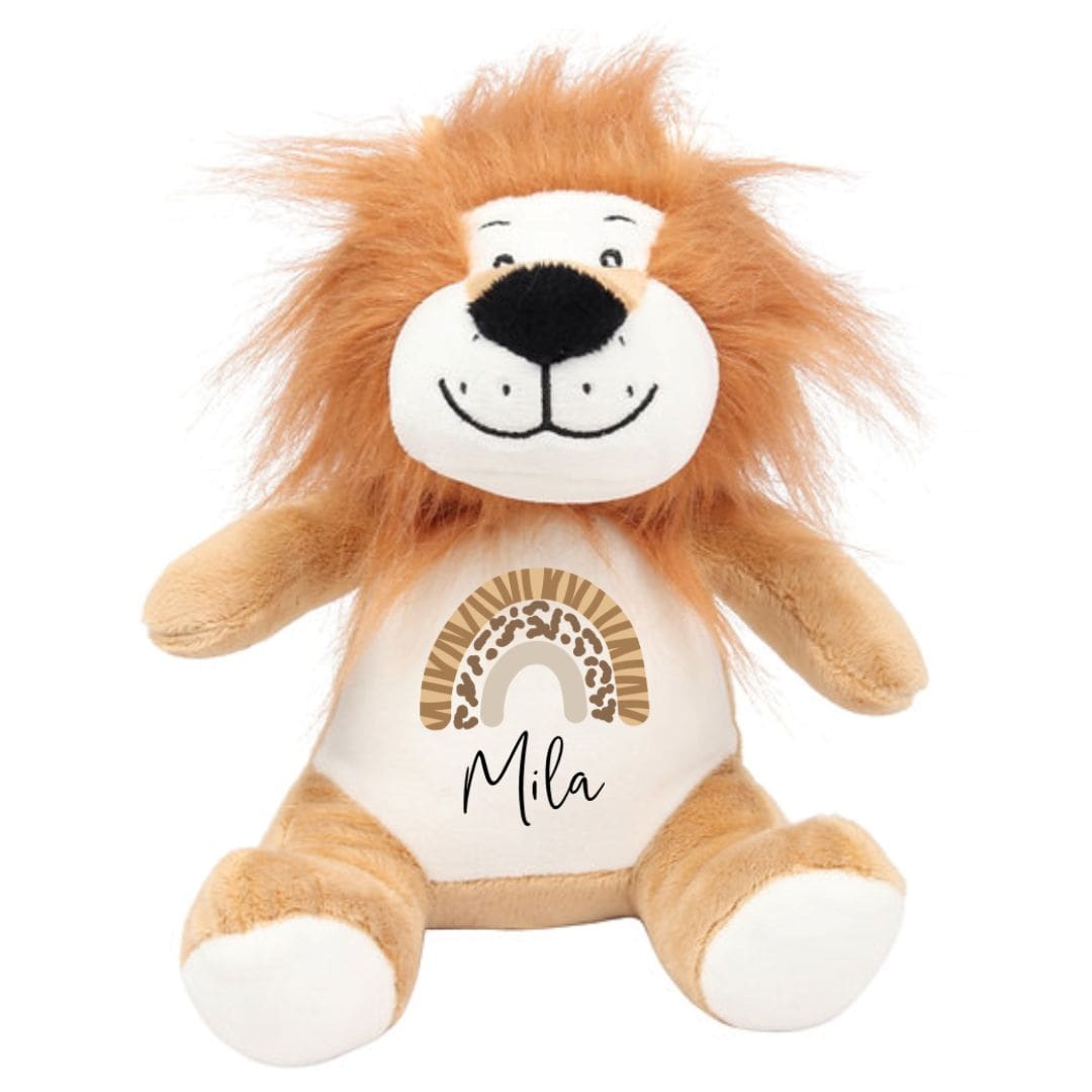 Personalised Lion Plush with safari rainbow | Newborn Baby Gift - Lulu Babe