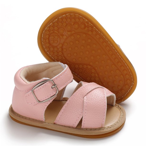 Pink Baby Girl Sandals Faux Leather - Lulu Babe