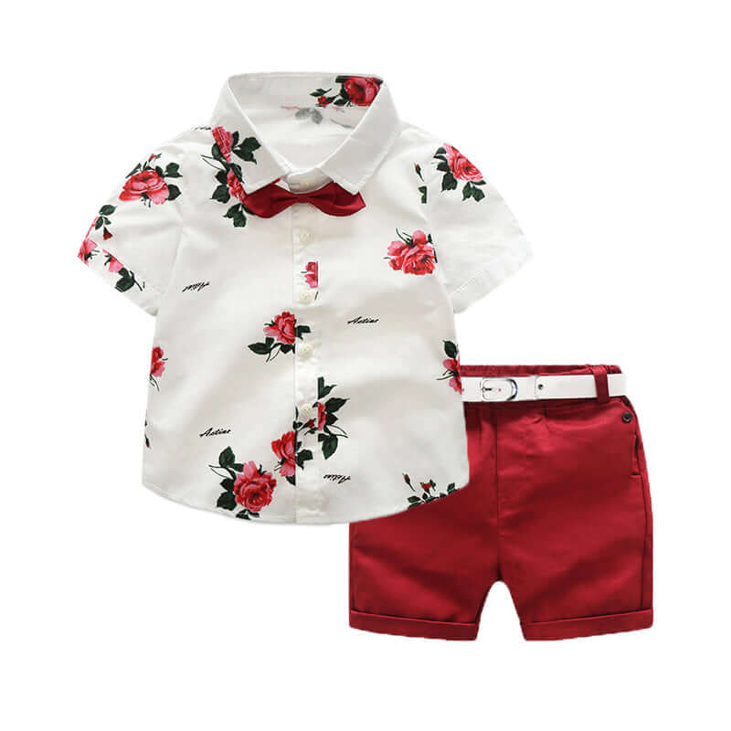 Rose Gentleman Suit | Boys Formal Outfit with Shorts &amp; Bow Tie - Lulu Babe