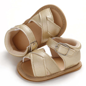Gold Baby Sandals Faux Leather - Lulu Babe