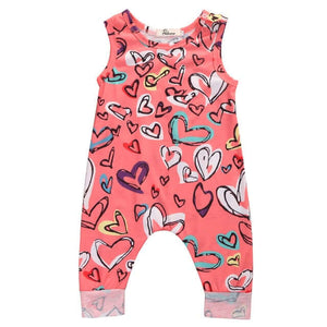 Love Heart Jumpsuit | Baby Girl Romper Pink - Lulu Babe
