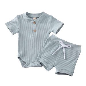 Bailey Ribbed Shorts Set | Unisex Baby Outfit - Lulu Babe