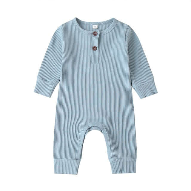 Essentials Ribbed Baby Romper | Unisex Long-Sleeve Onesie - Lulu Babe