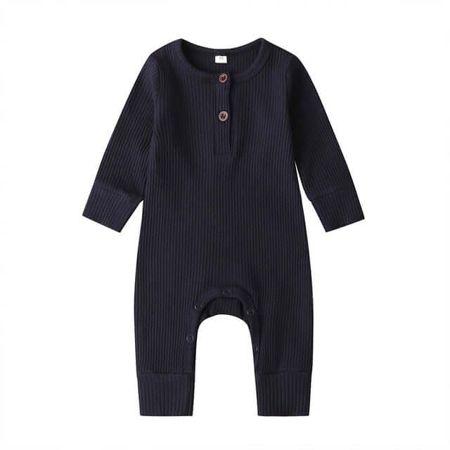 Ribbed Long Sleeve Baby Onesie - navy