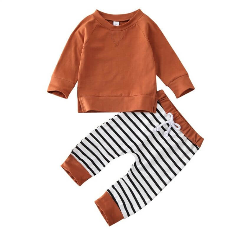 Noah Striped Pants Baby Set | Cute &amp; Comfy Baby Boy Outfit - Lulu Babe
