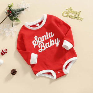 Santa Baby Waffle Romper Red - Lulu Babe