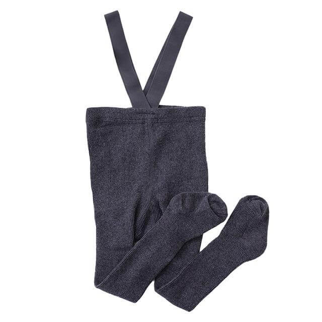 Ribbed Baby Suspender Tights Charcoal - Lulu Babe